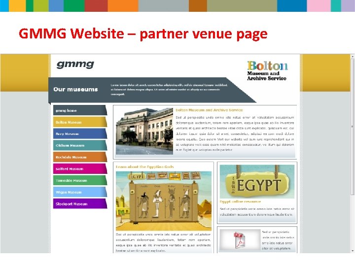 GMMG Website – partner venue page 