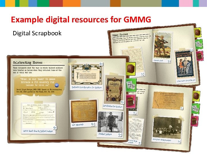 Example digital resources for GMMG Digital Scrapbook 