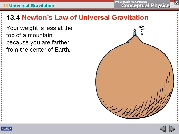 13 Universal Gravitation 13. 4 Newton’s Law of Universal Gravitation Your weight is less