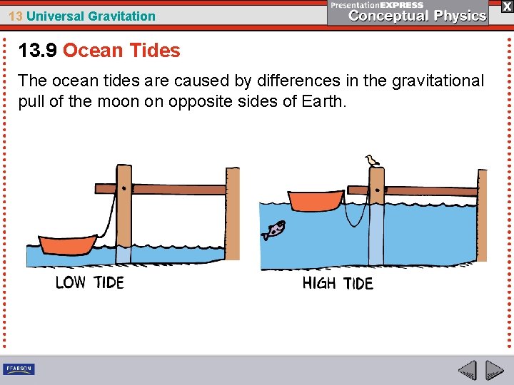 13 Universal Gravitation 13. 9 Ocean Tides The ocean tides are caused by differences