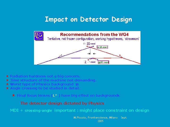Impact on Detector Design « « Radiation hardness not a big concern. Time structure
