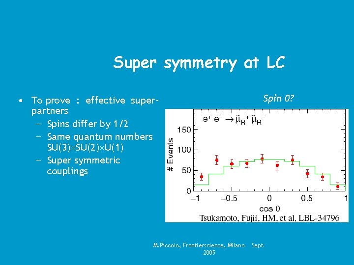 Super symmetry at LC • To prove : effective superpartners − Spins differ by