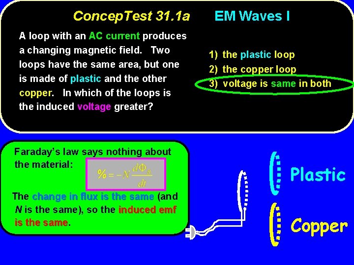 Concep. Test 31. 1 a A loop with an AC current produces a changing