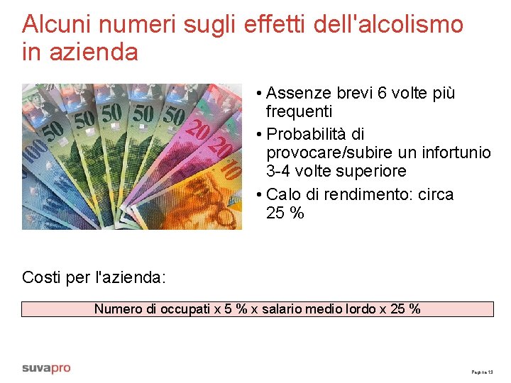 Alcuni numeri sugli effetti dell'alcolismo in azienda • Assenze brevi 6 volte più frequenti