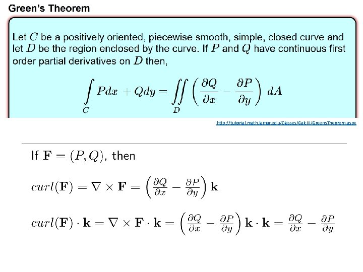 http: //tutorial. math. lamar. edu/Classes/Calc. III/Greens. Theorem. aspx http: //tutorial. math. lamar. edu/Classes/Calc. III/Greens. Theorem. aspx