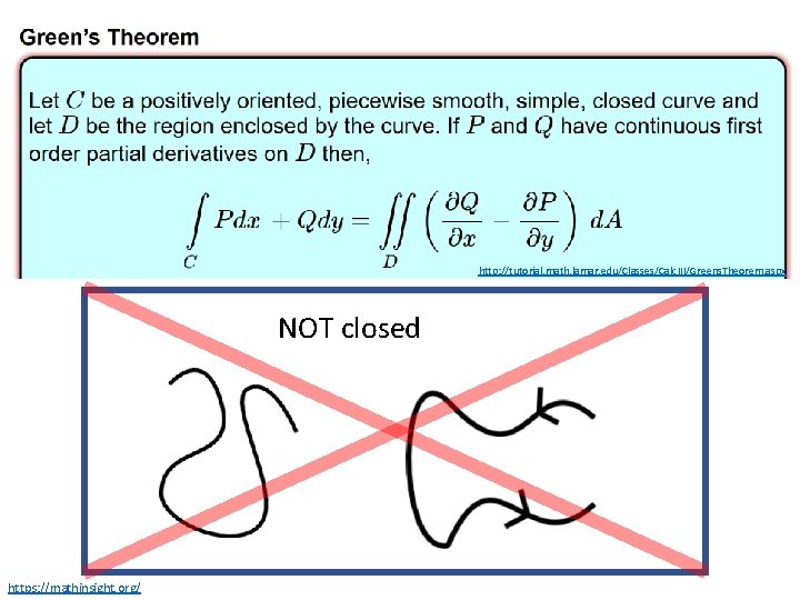 http: //tutorial. math. lamar. edu/Classes/Calc. III/Greens. Theorem. aspx NOT closed https: //mathinsight. org/ http: //tutorial. math. lamar. edu/Classes/Calc. III/Greens. Theorem. aspx NOT closed https: //mathinsight. org/