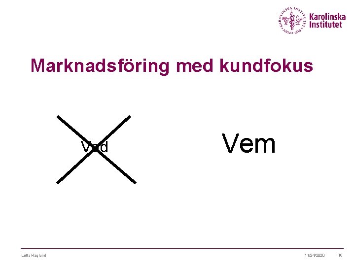 Marknadsföring med kundfokus Vad Lotta Haglund Vem 11/24/2020 10 