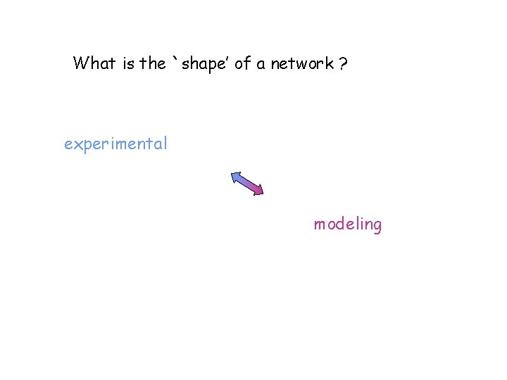 What is the `shape’ of a network ? experimental modeling 