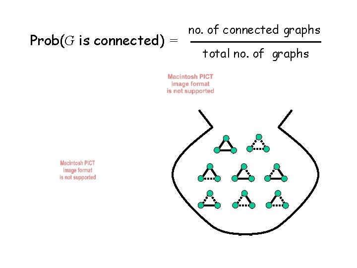 Prob(G is connected) = no. of connected graphs total no. of graphs 