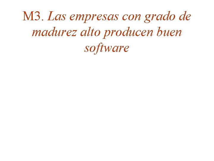 M 3. Las empresas con grado de madurez alto producen buen software 