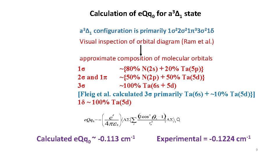 Calculation of e. Qq 0 for a 3Δ 1 state a 3Δ 1 configuration