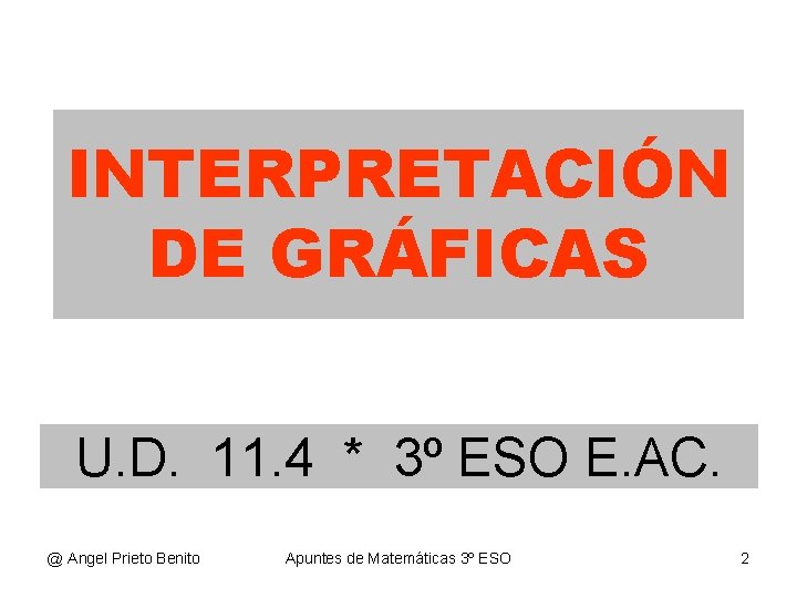 INTERPRETACIÓN DE GRÁFICAS U. D. 11. 4 * 3º ESO E. AC. @ Angel
