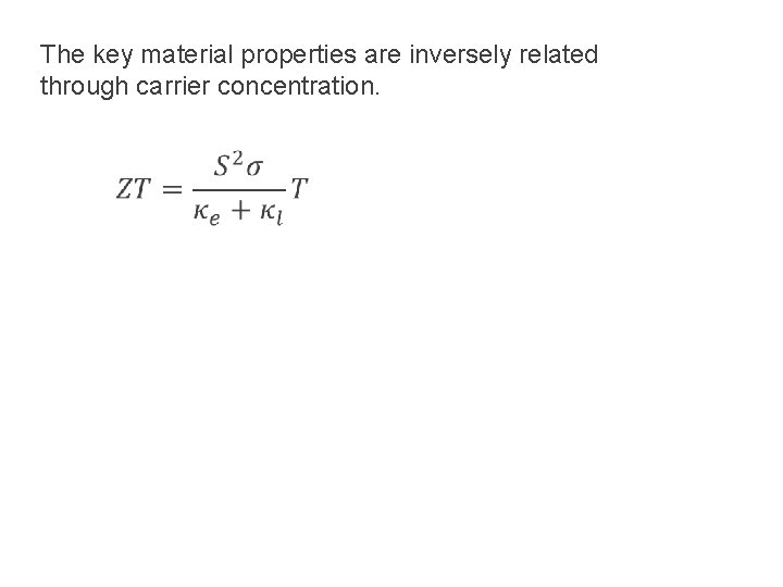 The key material properties are inversely related through carrier concentration. 