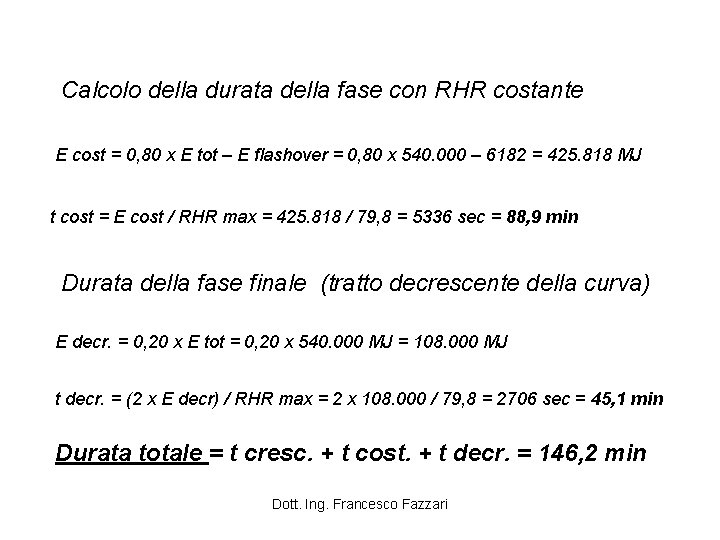 Calcolo della durata della fase con RHR costante E cost = 0, 80 x