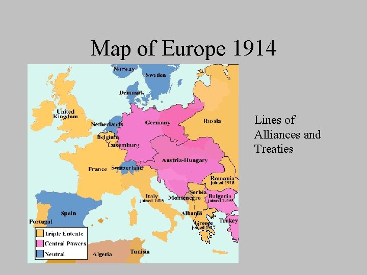 Map of Europe 1914 Lines of Alliances and Treaties 