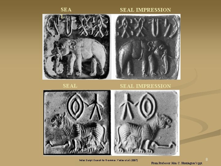 SEA L SEAL IMPRESSION Indus Script: Search for Grammar, Yadav et. al. (2007) From SEA L SEAL IMPRESSION Indus Script: Search for Grammar, Yadav et. al. (2007) From