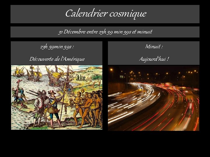 Calendrier cosmique 31 Décembre entre 23 h 59 min 59 s et minuit 23