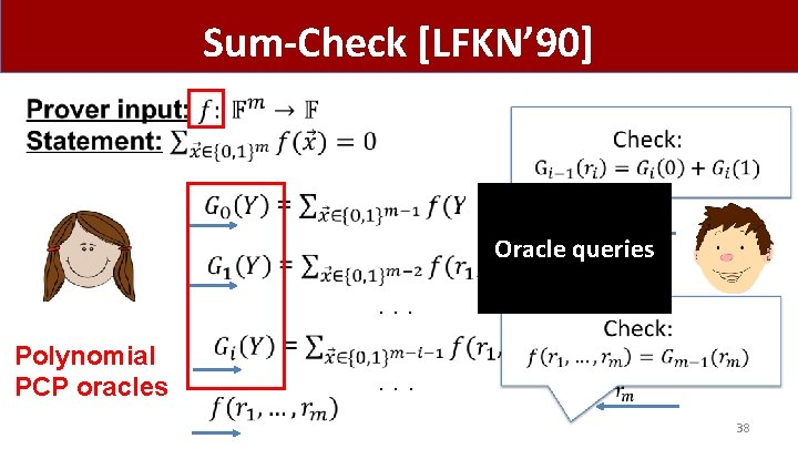 Sum-Check [LFKN’ 90] Oracle queries . . . Polynomial PCP oracles . . .