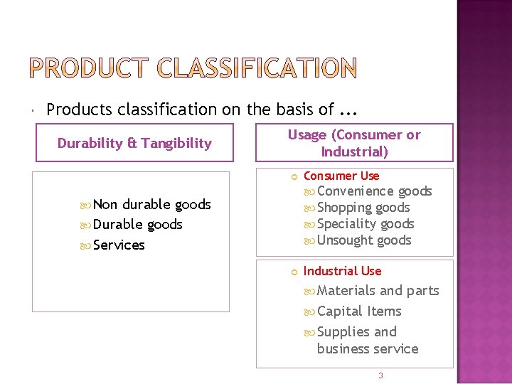 Products classification on the basis of. . . Durability & Tangibility Usage (Consumer Products classification on the basis of. . . Durability & Tangibility Usage (Consumer