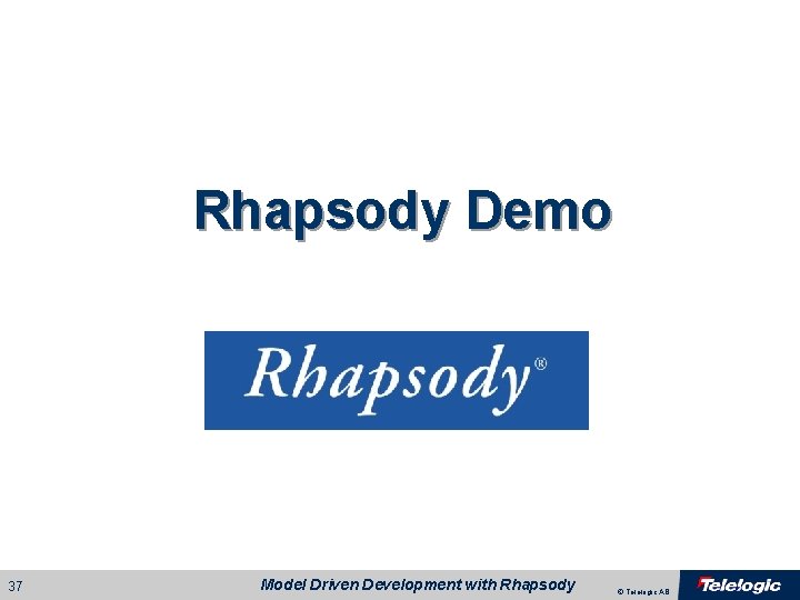 Rhapsody Demo 37 Model Driven Development with Rhapsody © Telelogic AB 