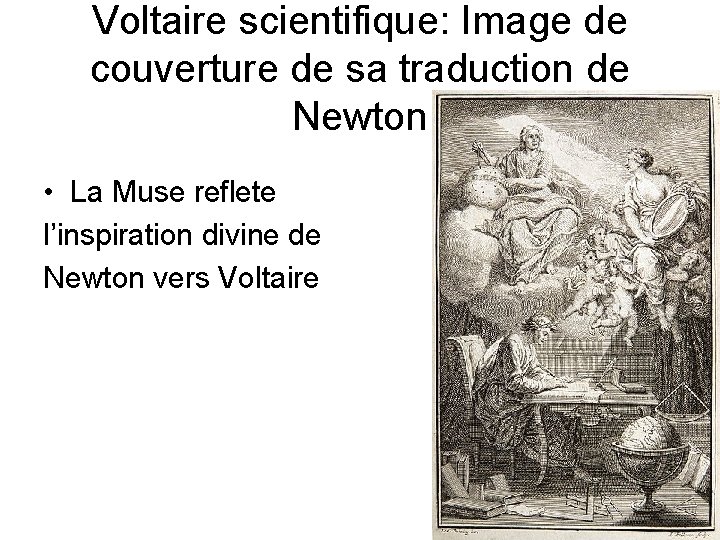 Voltaire scientifique: Image de couverture de sa traduction de Newton • La Muse reflete