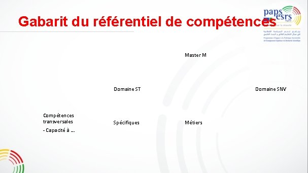 Gabarit du référentiel de compétences Master M Domaine ST Compétences transversales - Capacité à