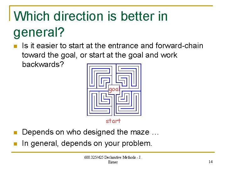 Which direction is better in general? n Is it easier to start at the