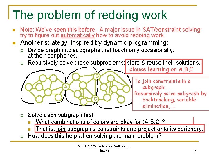 The problem of redoing work n Note: We’ve seen this before. A major issue