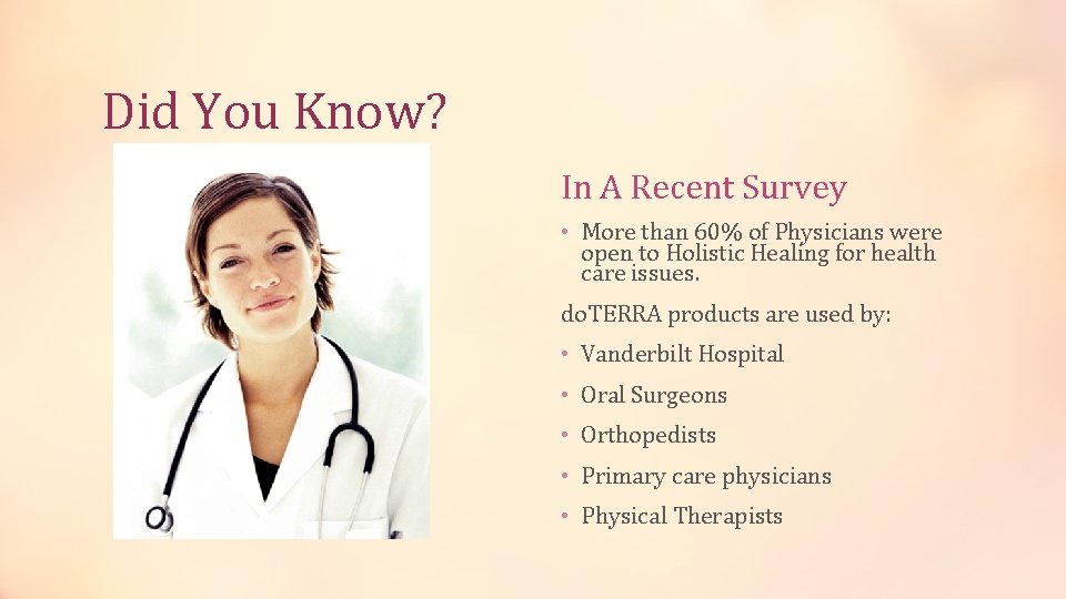 Did You Know? In A Recent Survey • More than 60% of Physicians were