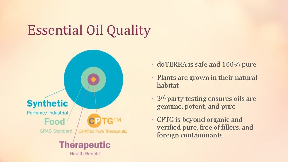 Essential Oil Quality • do. TERRA is safe and 100% pure • Plants are