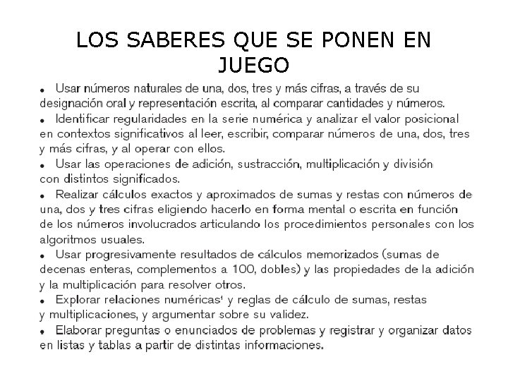 LOS SABERES QUE SE PONEN EN JUEGO 