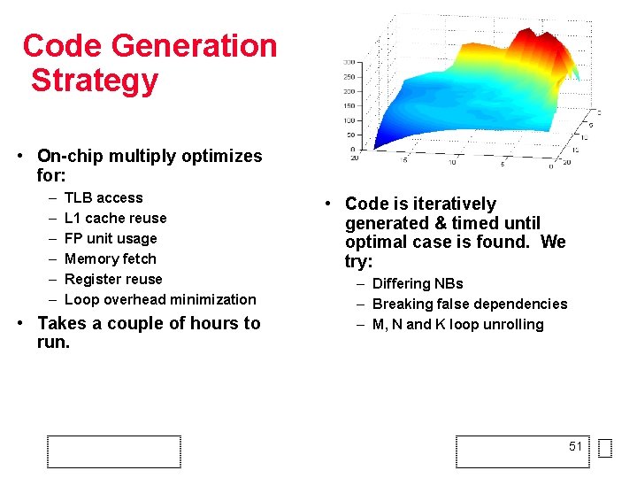 Code Generation Strategy • On-chip multiply optimizes for: – – – TLB access L