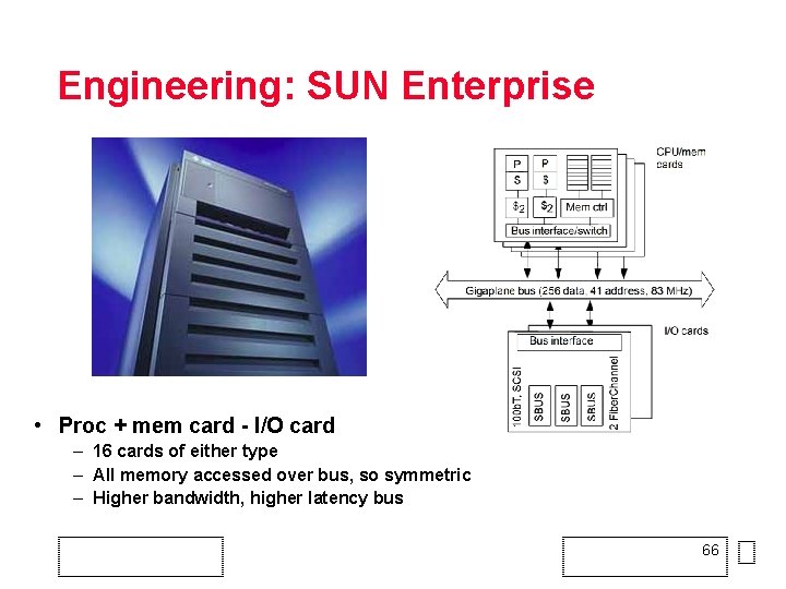 Engineering: SUN Enterprise • Proc + mem card - I/O card – 16 cards