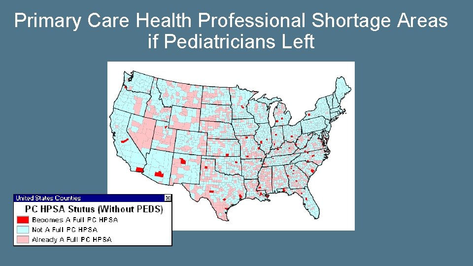 Primary Care Health Professional Shortage Areas if Pediatricians Left 