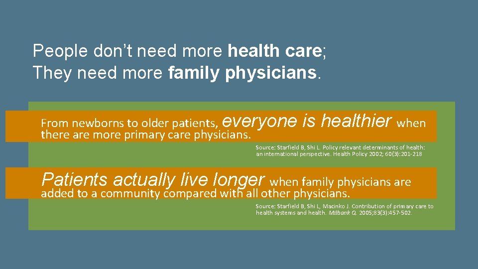 People don’t need more health care; They need more family physicians. From newborns to