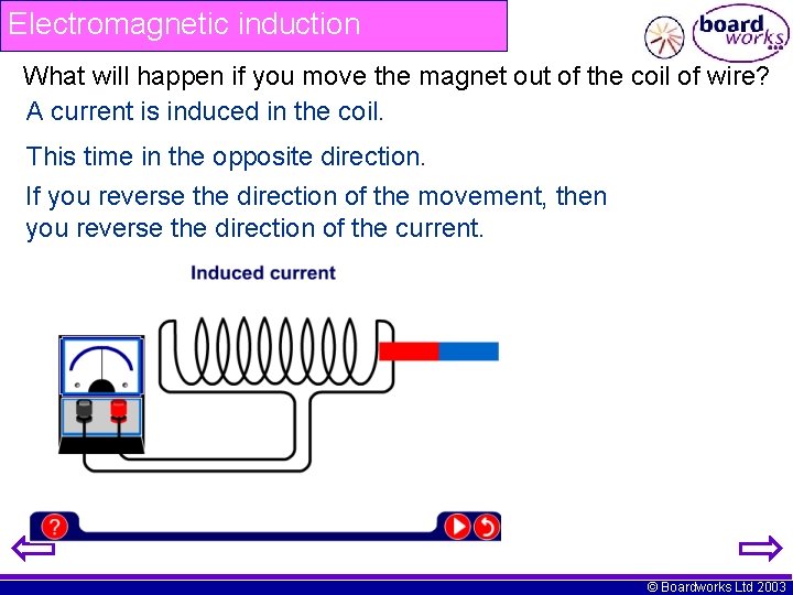 Electromagnetic induction What will happen if you move the magnet out of the coil