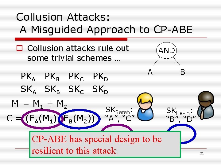 Collusion Attacks: A Misguided Approach to CP-ABE o Collusion attacks rule out some trivial