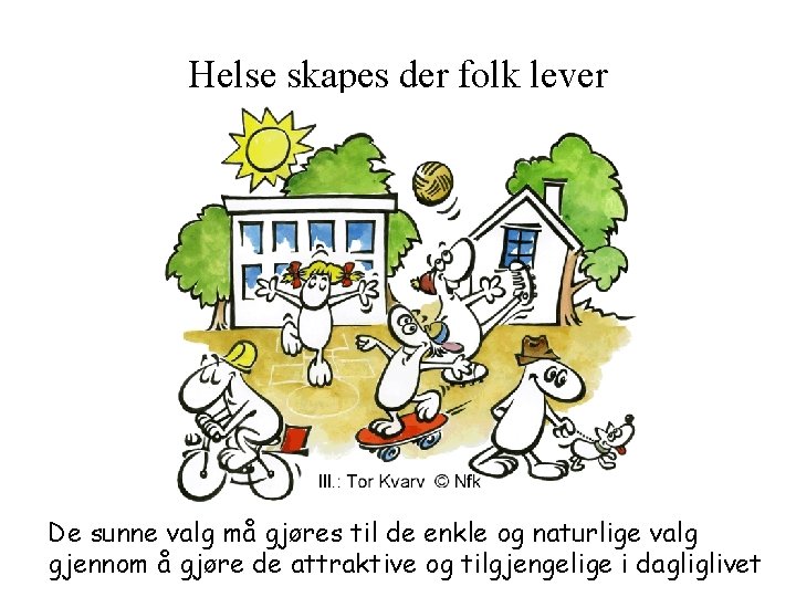 Helse skapes der folk lever De sunne valg må gjøres til de enkle og