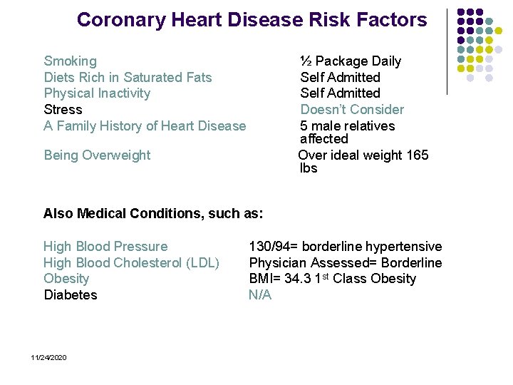Coronary Heart Disease Risk Factors Smoking Diets Rich in Saturated Fats Physical Inactivity Stress