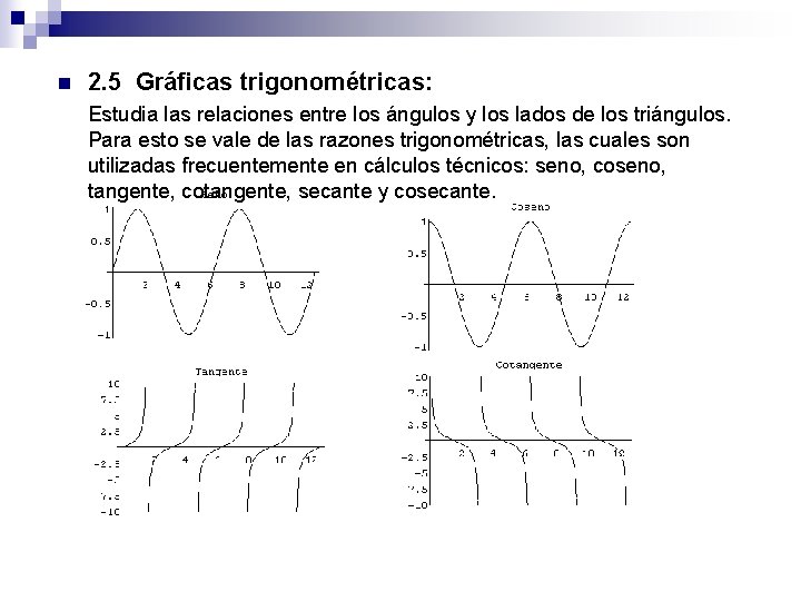 n 2. 5 Gráficas trigonométricas: Estudia las relaciones entre los ángulos y los lados