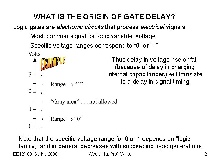 WHAT IS THE ORIGIN OF GATE DELAY? Logic gates are electronic circuits that process