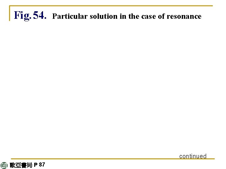 Fig. 54. Particular solution in the case of resonance continued 歐亞書局 P 87 