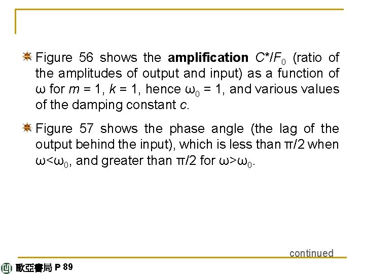 Figure 56 shows the amplification C*/F 0 (ratio of the amplitudes of output and