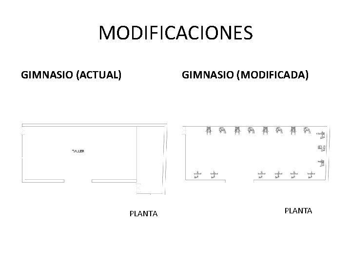 MODIFICACIONES GIMNASIO (ACTUAL) GIMNASIO (MODIFICADA) PLANTA 