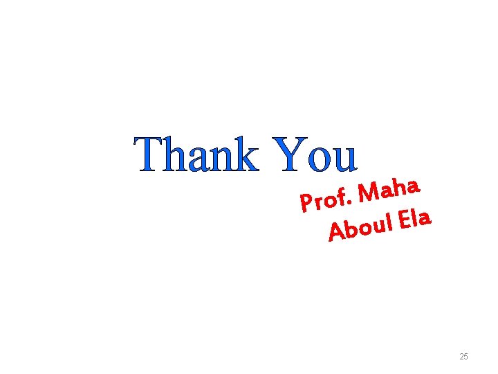 Thank You a h a Prof. M a l E l u Abo 25