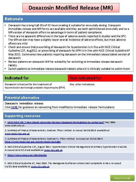 Doxazosin Modified Release (MR) Rationale • Doxazosin has a long half-life of 22 hours Doxazosin Modified Release (MR) Rationale • Doxazosin has a long half-life of 22 hours