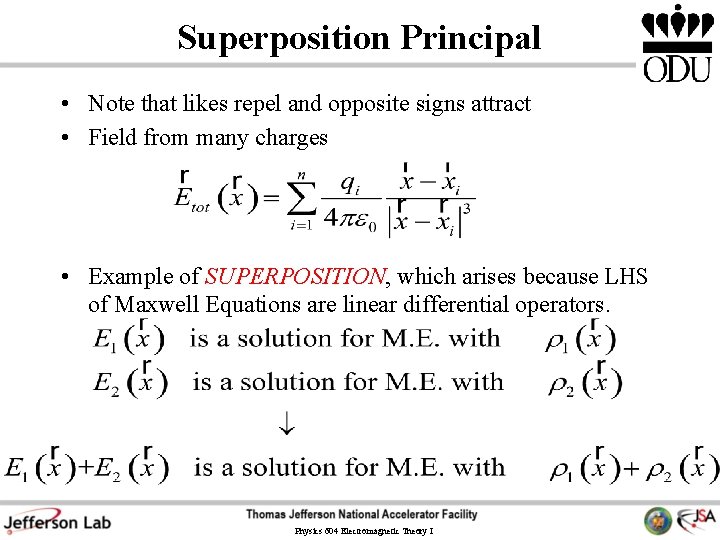 Superposition Principal • Note that likes repel and opposite signs attract • Field from