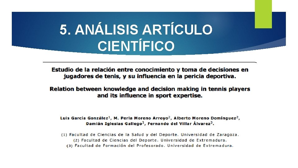 5. ANÁLISIS ARTÍCULO CIENTÍFICO 5. ANÁLISIS ARTÍCULO CIENTÍFICO