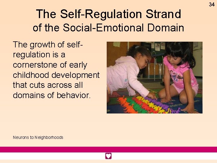 The Self-Regulation Strand of the Social-Emotional Domain The growth of selfregulation is a cornerstone