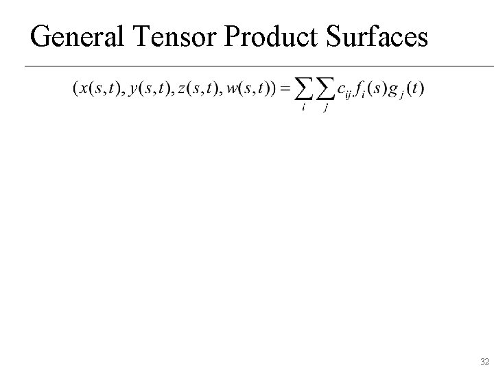 General Tensor Product Surfaces 32 